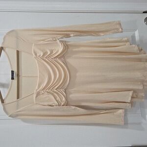 Venus Long Sleeve Babydoll Fit Shirt With Ruching, Large